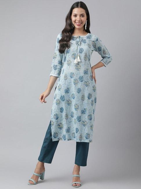 kiana-blue-cotton-printed-kurta-pant-set