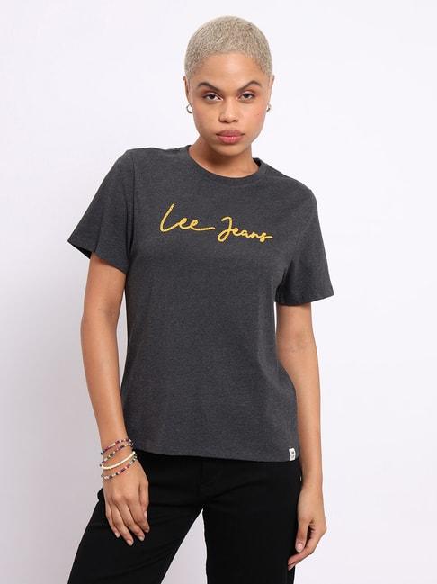 lee-dark-grey-cotton-logo-print-t-shirt