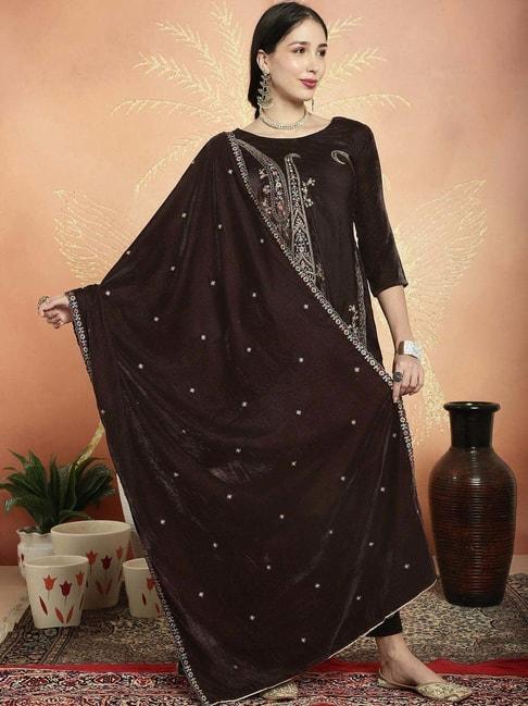 stylee-lifestyle-brown-embroidered-unstitched-dress-material