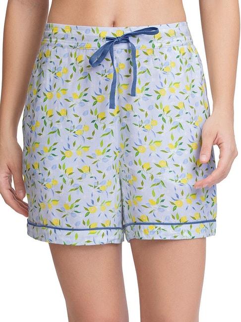 amante-blue-floral-print-shorts
