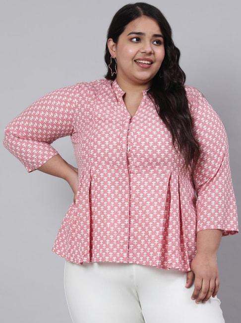 jaipur-kurti-pink-printed-plus-size-top