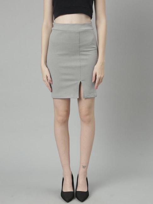 showoff-grey-above-knee-skirt