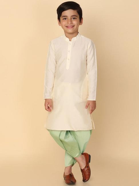 kisah-off-white-&-green-solid-full-sleeves-kurta-with-dhoti