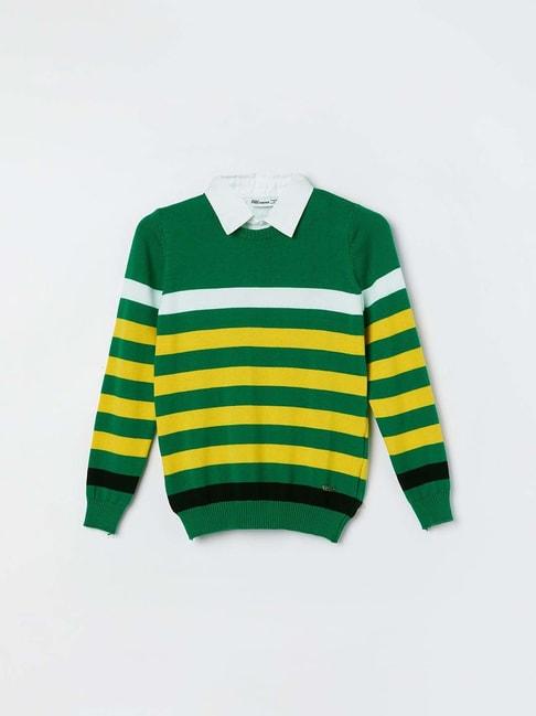 fame-forever-by-lifestyle-kids-green-&-yellow-cotton-striped-full-sleeves-sweater