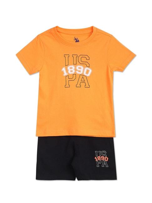 u.s.-polo-assn.-kids-orange-&-black-printed-t-shirt-with-shorts