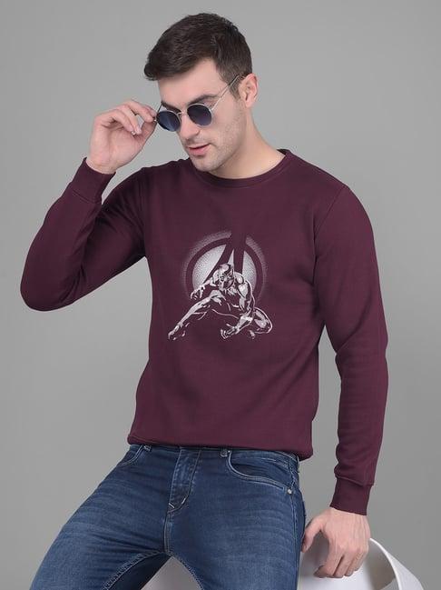 crimsoune-club-wine-regular-fit-printed-sweatshirt