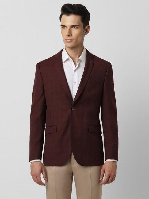 van-heusen-maroon-slim-fit-checks-blazer