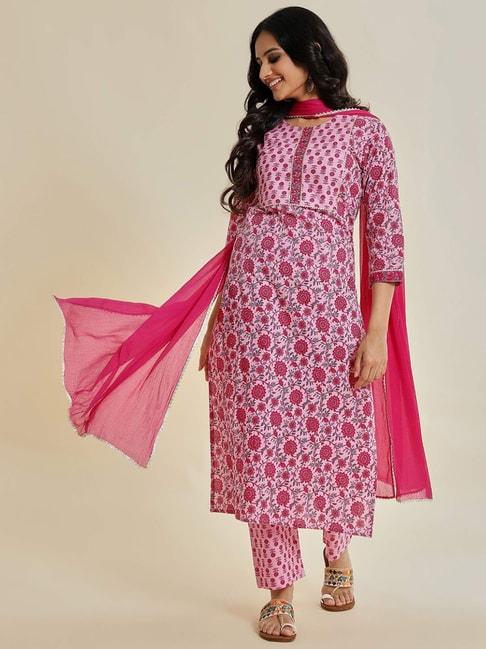 varanga-pink-cotton-printed-kurta-pant-set-with-dupatta