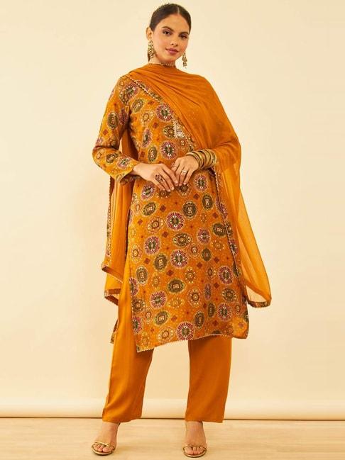 soch-mustard-printed-unstitched-dress-material