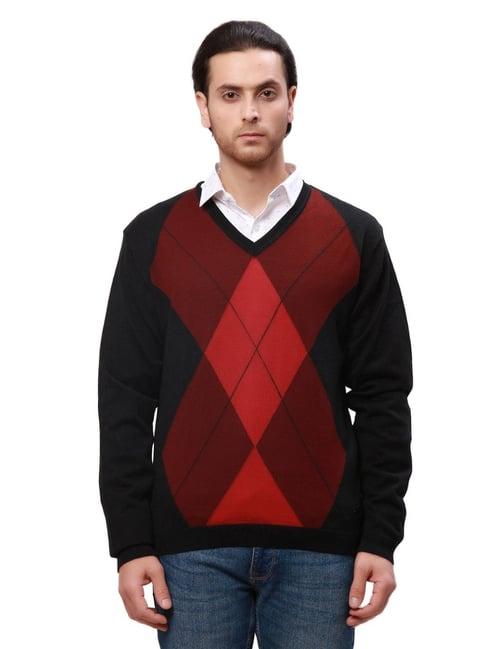 park-avenue-red-regular-fit-argyle-sweater
