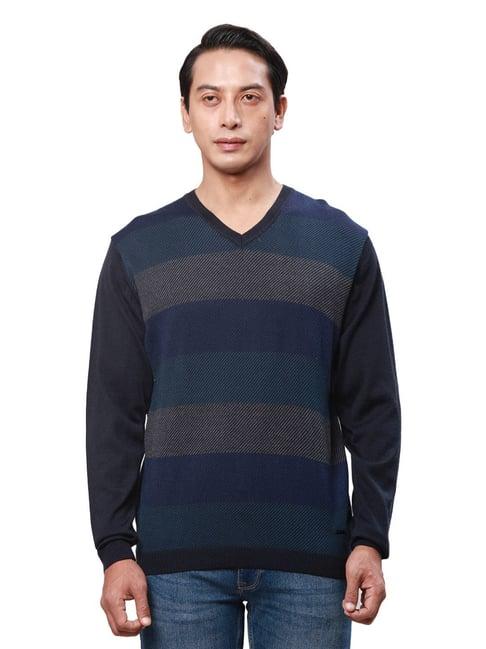 park-avenue-mid-blue-regular-fit-striped-sweater