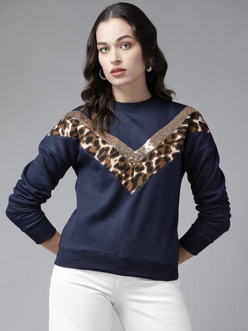 kassually-navy-cotton-embellished-sweatshirt