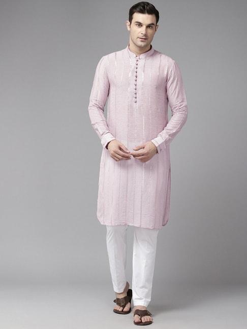 see-designs-pink-&-white-regular-fit-kurta-bottom-set