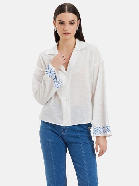 kazo-white-embroidered-shirt