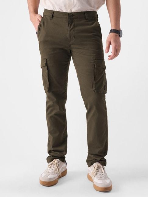the-souled-store-brown-cotton-regular-fit-cargos