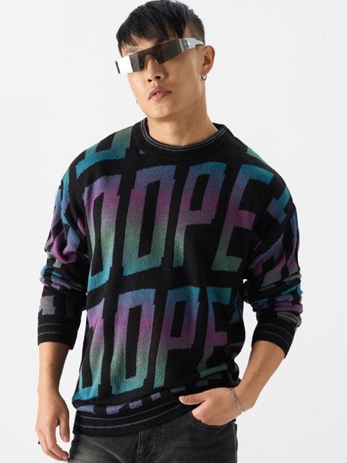 the-souled-store-black-loose-fit-printed-sweatshirts