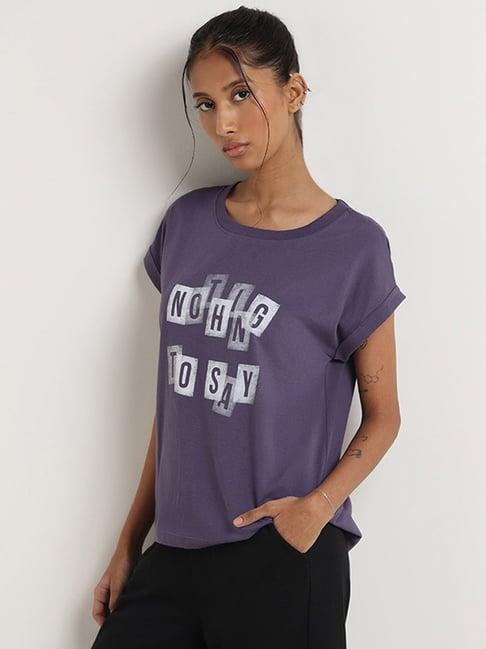 studiofit-by-westside-purple-contrast-print-t-shirt