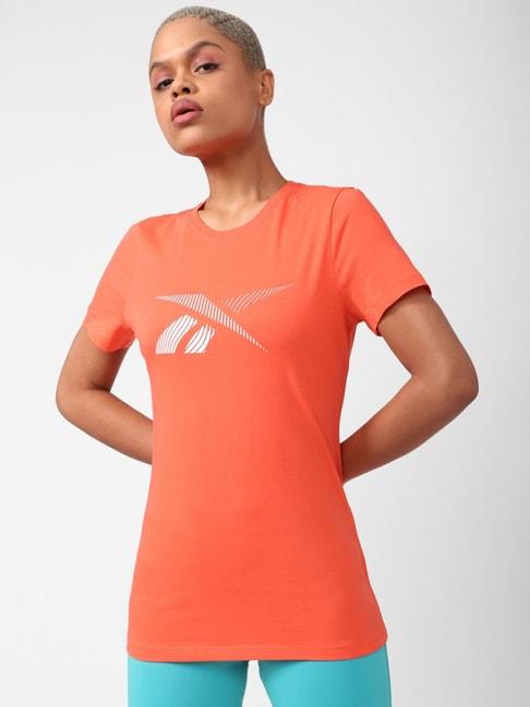 reebok-orange-cotton-printed-t-shirt