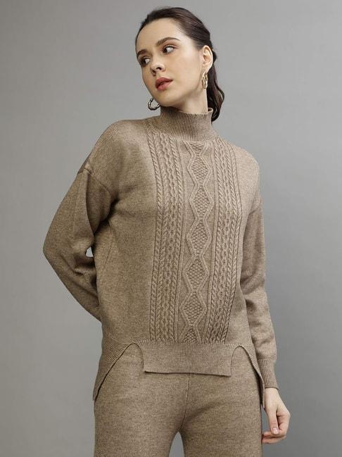 centrestage-brown-self-pattern-sweater