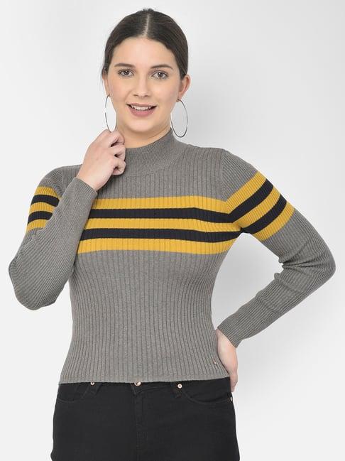 numero-uno-grey-cotton-striped-sweater
