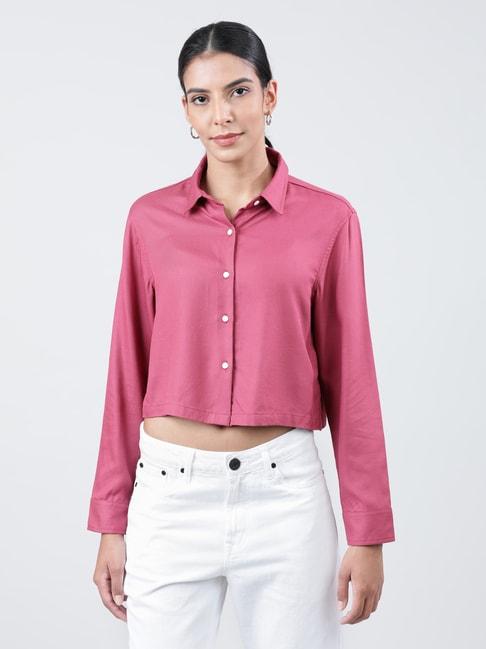 bene-kleed-rose-pink-rayon-cropped-shirt