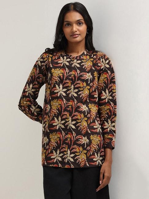 utsa-by-westside-brown-floral-printed-tunic