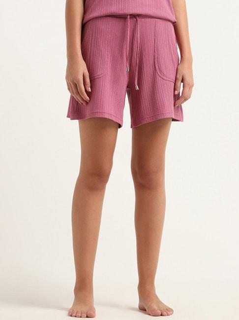 wunderlove-by-westside-pink-self-patterned-shorts