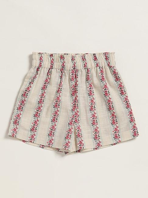 utsa-kids-by-westside-rose-print-off-white-shorts