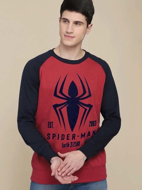 free-authority-red-regular-fit-spiderman-printed-sweatshirt