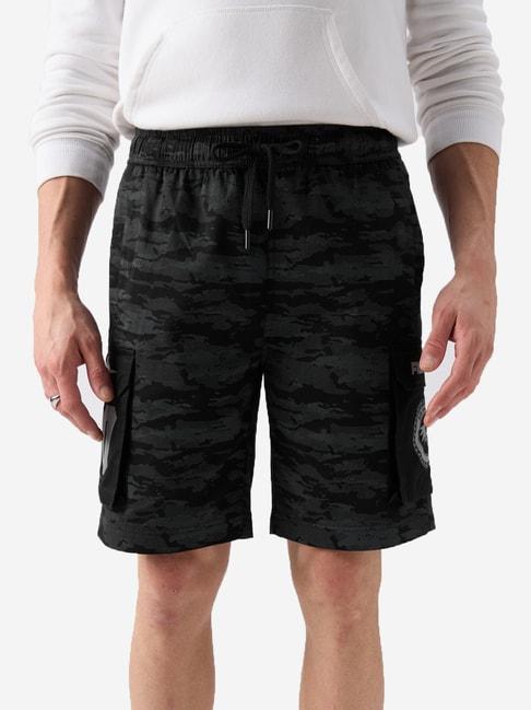 the-souled-store-fighter:-aerial-fighters-black-regular-fit-cargo-shorts