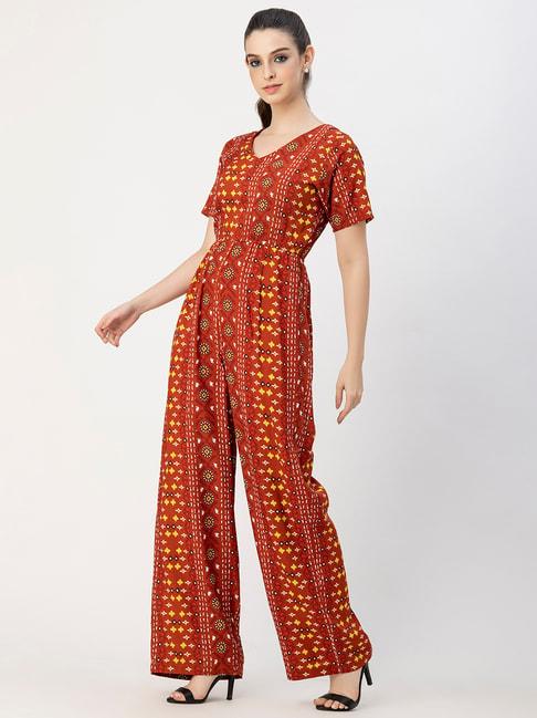 moomaya-rust-printed-jumpsuit