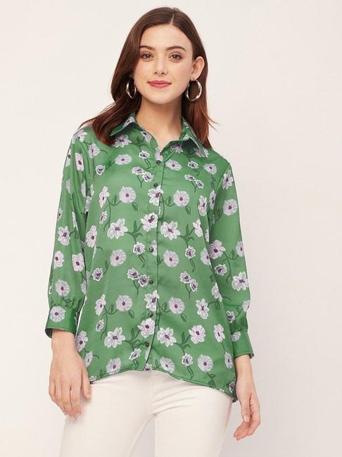 moomaya-green-floral-print-shirt