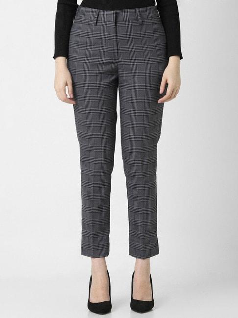 van-heusen-grey-chequered-formal-pants