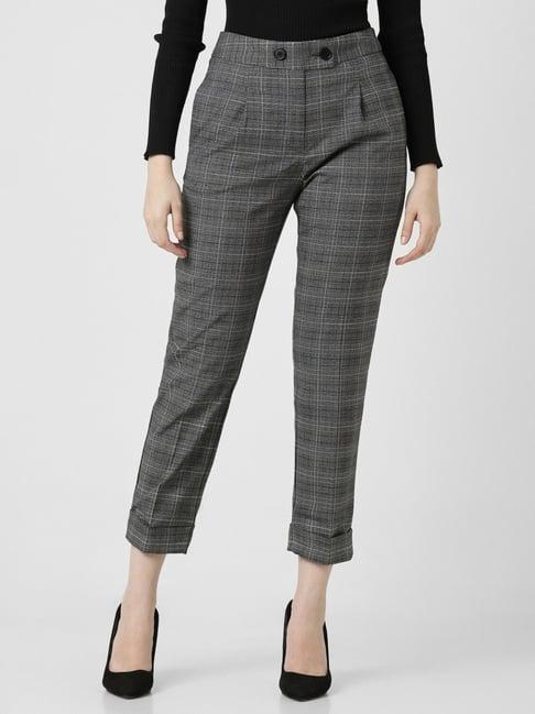 van-heusen-grey-chequered-formal-pants