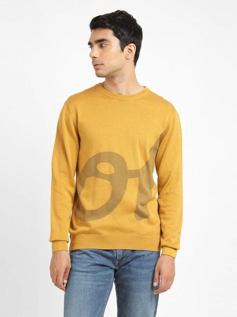levi's-yellow-cotton-regular-fit-printed-sweater