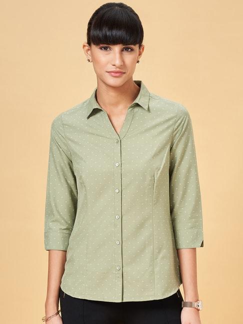annabelle-by-pantaloons-olive-green-printed-formal-shirt