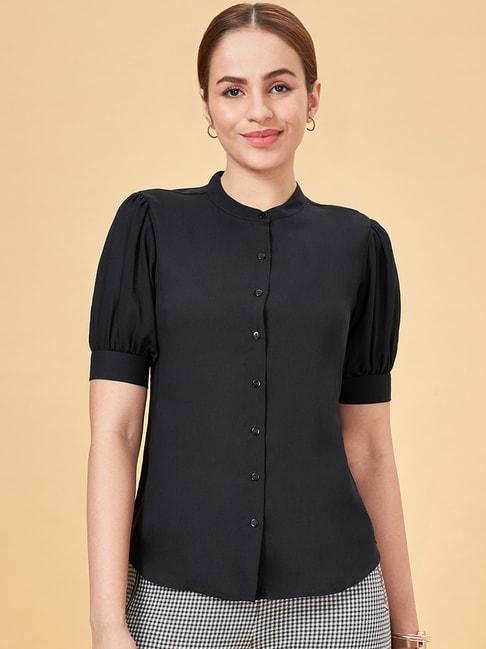 annabelle-by-pantaloons-jet-black-regular-fit-formal-shirt