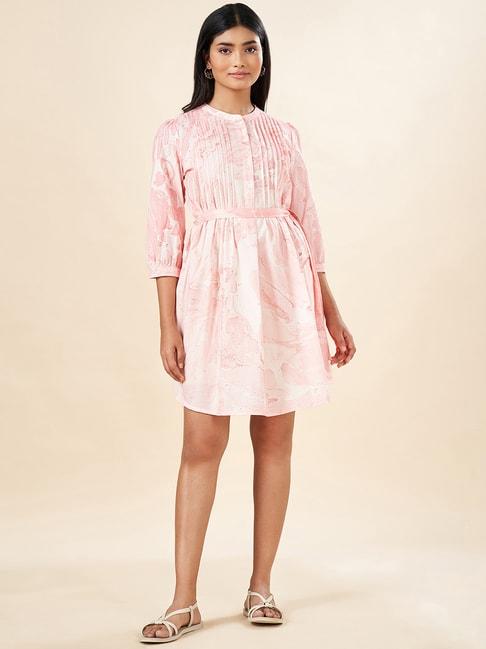 akkriti-by-pantaloons-peach-printed-a-line-dress