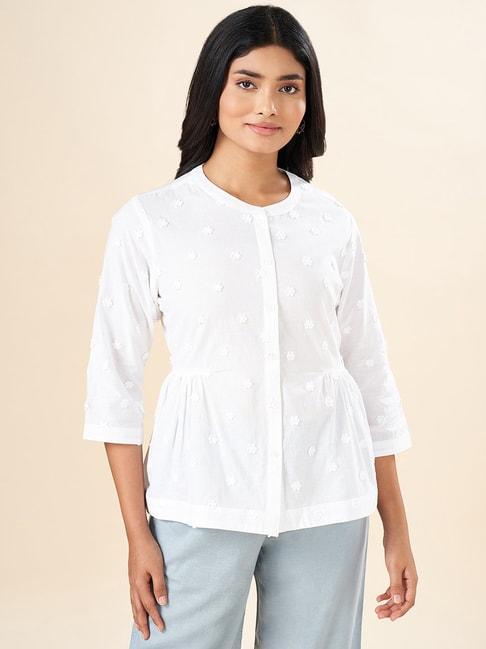 akkriti-by-pantaloons-white-cotton-embroidered-front-open-top