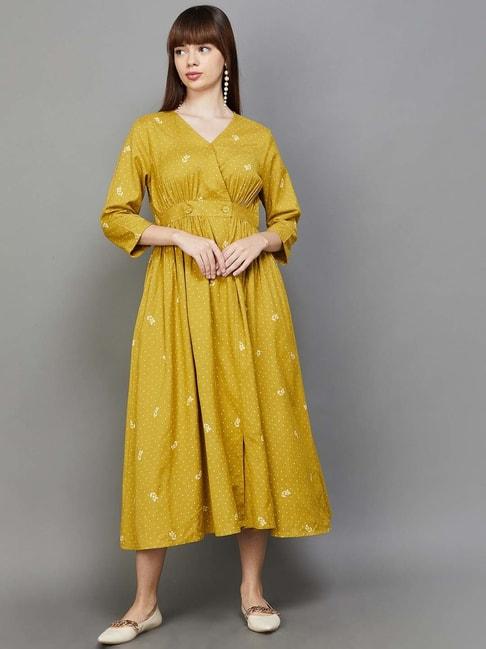 colour-me-by-melange-yellow-printed-a-line-dress