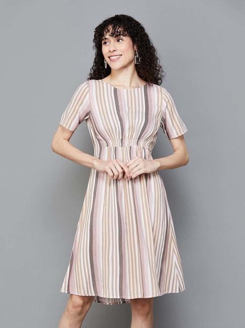 fame-forever-by-lifestyle-beige-printed-a-line-dress
