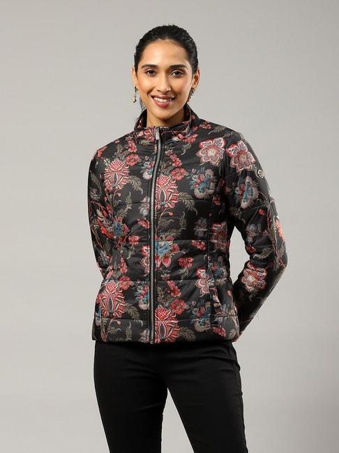 label-ritu-kumar-black-&-red-floral-print-puffer-jacket