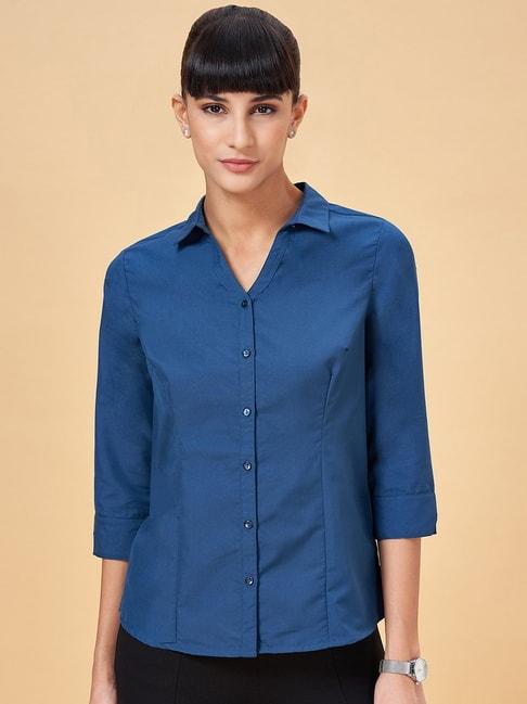 annabelle-by-pantaloons-legion-blue-regular-fit-formal-shirt