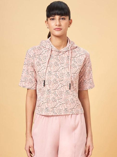 ajile-by-pantaloons-peach-cotton-printed-sports-t-shirt