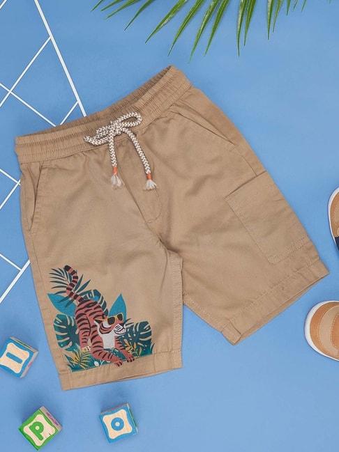 pantaloons-baby-beige-cotton-printed-shorts