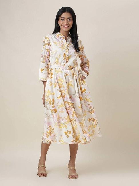 fabindia-off-white-cotton-printed-a-line-dress-with-slip