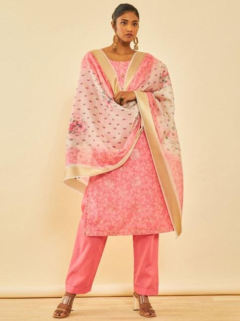 soch-pink-chanderi-floral-printed-unstitch-dress-material