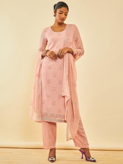 soch-peach-georgette-embroidered-unstitch-dress-material-with-stones