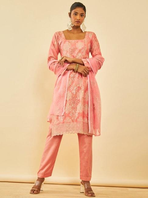 soch-peach-organza-embroidered-unstitch-dress-material-with-sequins