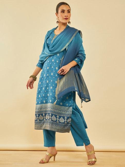 soch-powder-blue-brocade-floral-woven-design-suit-set-with-zardosi-work